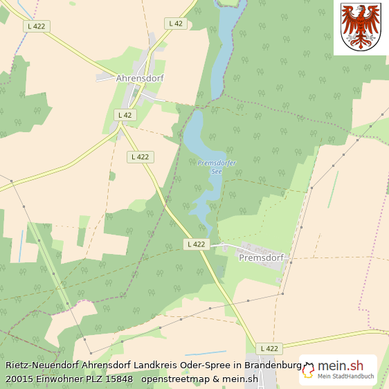 Rietz-Neuendorf Ahrensdorf Landkreis Oder-Spree Lageplan © Openstreetmap Contributors Rietz-Neuendorf Ahrensdorf Lageplan